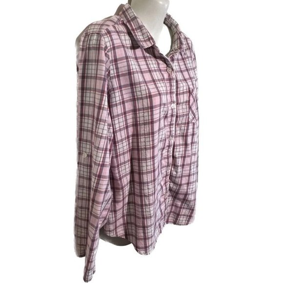 Victoria Secret Pink Plaid Button Down Shirt/Top - Picture 2 of 10